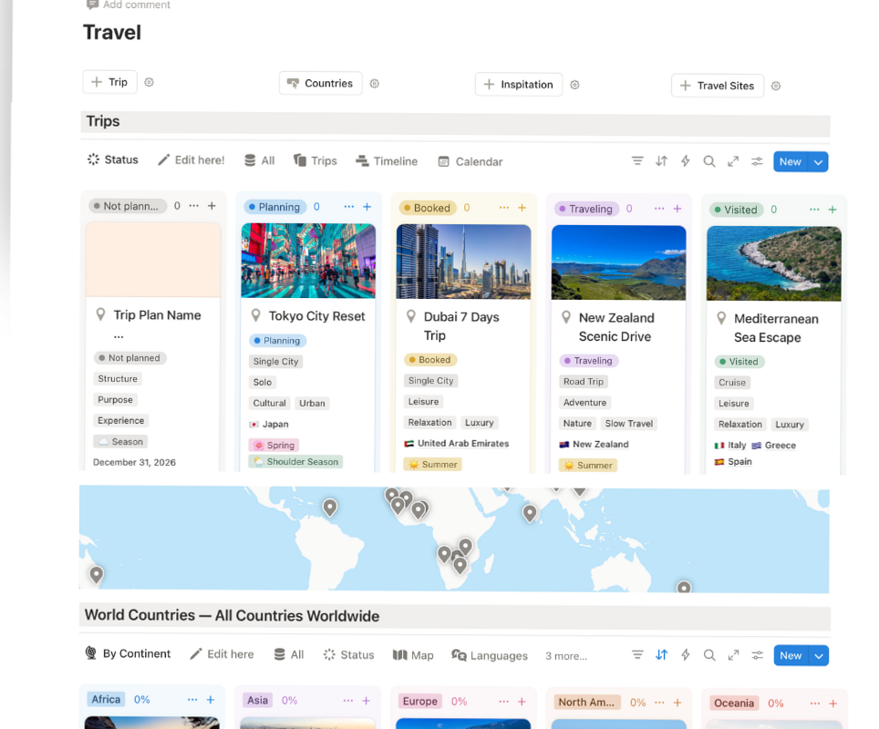 📁 📅 pro digital dashboard: Travel Experience Planner OS | Notion Template by Neha Guinesh