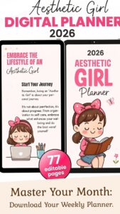 🥂 💌 romanticize your routine: Aesthetic Girl Digital Planner for Self-Care & Growth