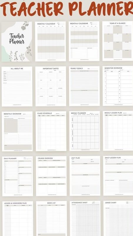🤍 🎀 romanticize your routine: Free Teacher Planner Printables 2025-2026