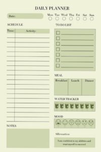 🎀 🎀 romanticize your routine: Green Daily Planner Free Printable | 1423 Design