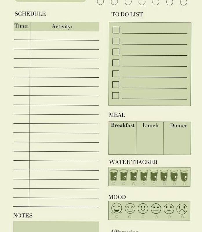 🎀 🎀 romanticize your routine: Green Daily Planner Free Printable | 1423 Design