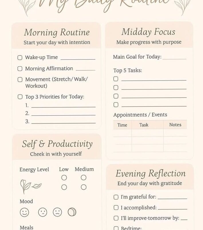📝 📊 romanticize your routine: Minimalist Daily Planner for Moms & Entrepreneurs | Cute Schedule Template