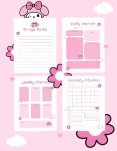 📁 🖇️ romanticize your routine: Pink Melody Kawaii Planner Template — 404 Design