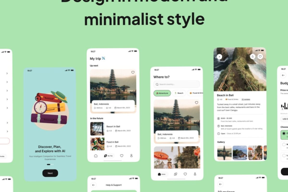 🖇️ 📅 romanticize your routine: TRIPERZ — AI Trip Planner App UI Kit for Digital Designers