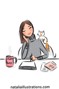 🌈 📍 romanticize your routine: Working from Home Mom Boss with Cat Illustration