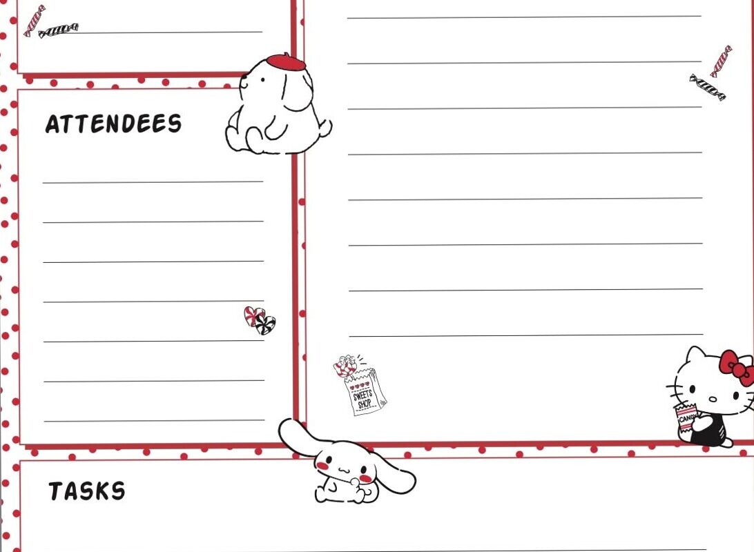 👰 👰 Sanrio Hello Kitty Planner Notes Template | romanticize your routine