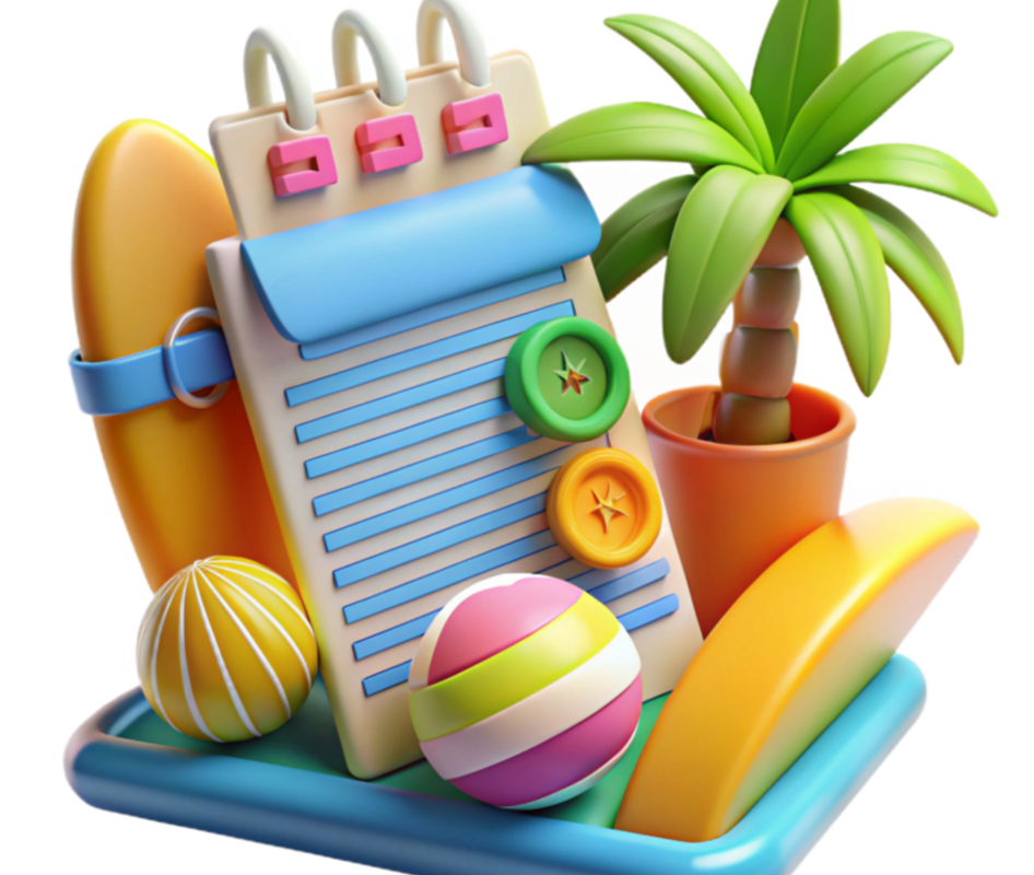 📝 📁 seamless organization hack: Free Summer Planner Checklist with Beach & Palm Tree Assets