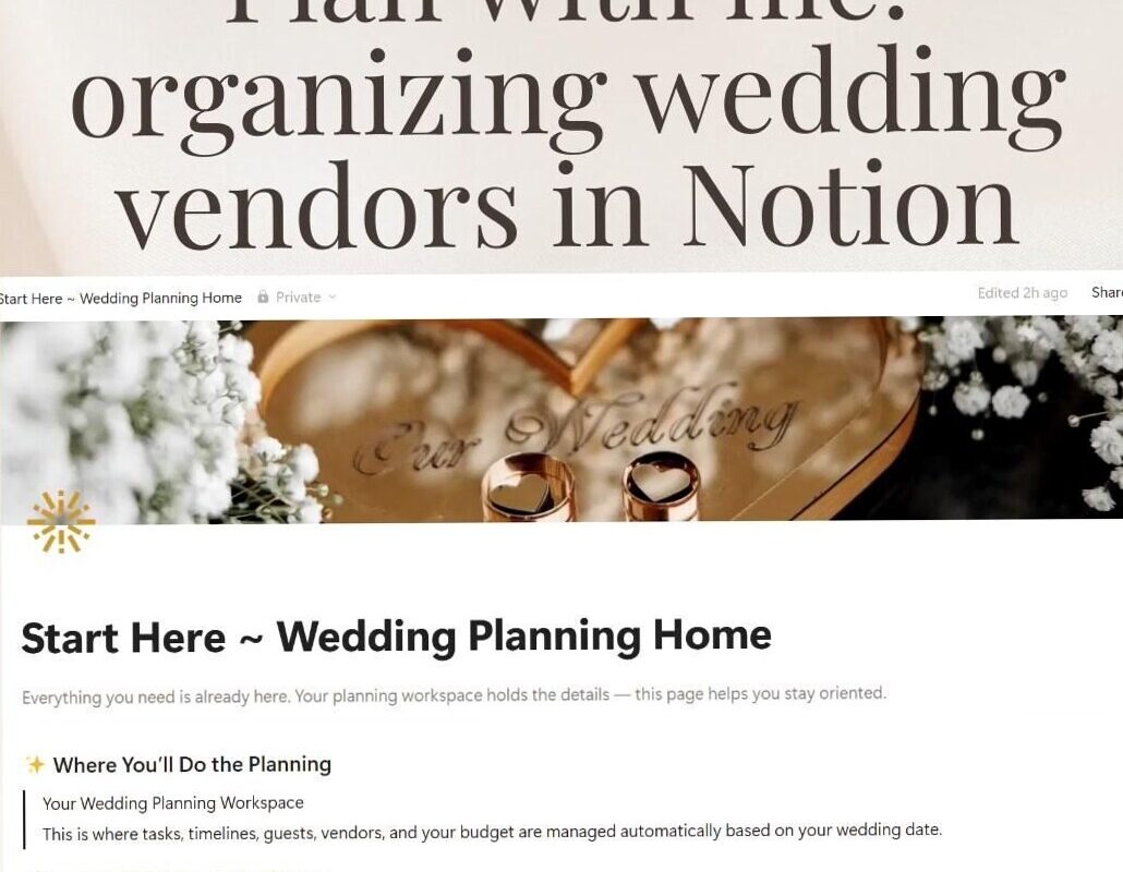 📝 📝 seamless organization hack: Wedding Vendor Tracker in Notion (Plan With Me)