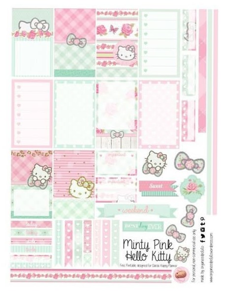 🌈 📍 secret to staying productive: Mint Green & Pink Hello Kitty Planner Printable