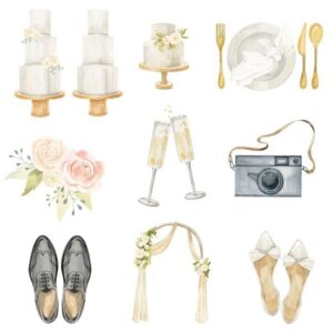 💍 🍰 secret to staying productive: Watercolor Wedding Elements for Digital Design & Planners