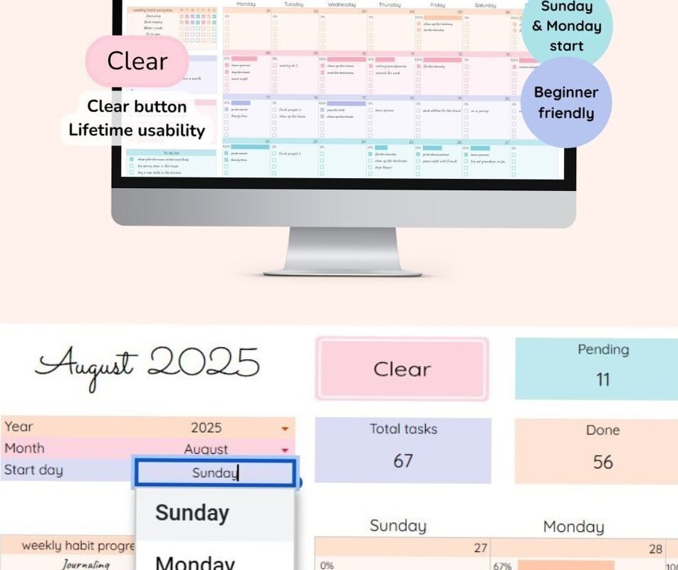 🎀 ✨ secret to staying productive: Smart Google Sheets Calendar for Streamlined Schedules
