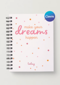 ☁️ 🕯️ secret to staying productive: Cute Notebook Cover with Motivational Quote · Free Canva Template
