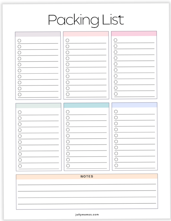 🖌️ 🎨 secret to staying productive: Blank Packing List Printables (Cute & Free!) — JellyMemos