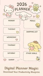 💎 💎 secret to staying productive: Kawaii Kitchen & Goals Planner Aesthetic | Digital Design | Creative Organization Template