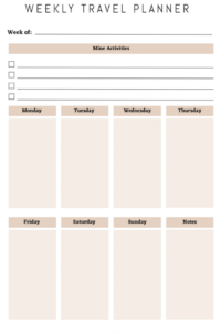 🤍 🕯️ secret to staying productive: Free Weekly Travel Planner Template for Creative Inspiration