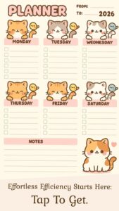 ☁️ 🤍 secret to staying productive: Purrfectly Organized Weekly Planner Template