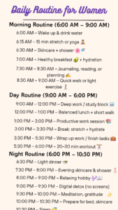 🌸 👰 secret to staying productive: Daily Routine for Women: 6 AM to 10:30 PM Balance & Wellness