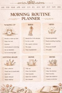 📌 📊 secret to staying productive: Simple Morning Routine Planner for a Calm & Productive Day