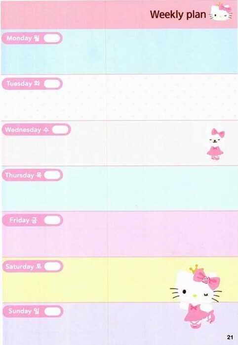 ✨ ☁️ secret to staying productive: 헬로키티 스티커 다이어리 북 | 문제천