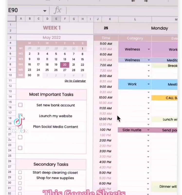 🥂 🍰 secret to staying productive: Conquer Your Week: Free Google Sheets Planner