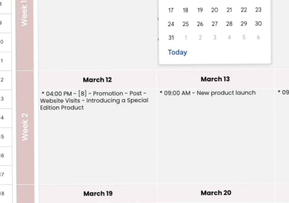 Simple Social Media Content Calendar Planner Template — 🌿 ☁️ romanticize your routine
