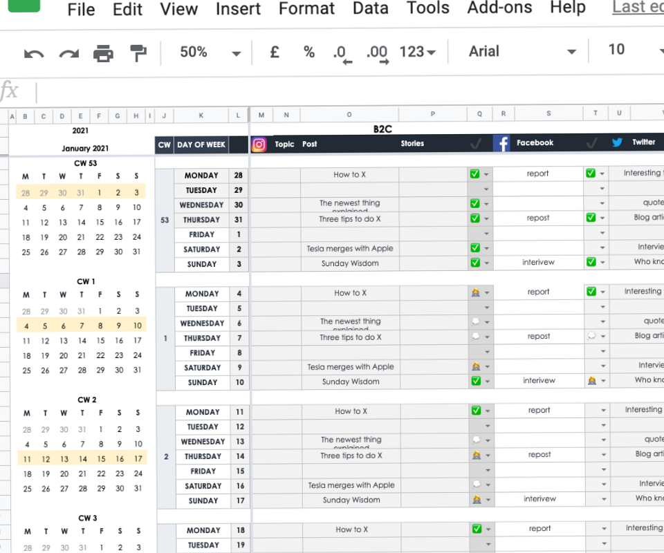 Social Media Editorial Calendar 2021 Design Planner — ☁️ ☁️ secret to staying productive