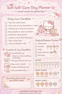 💍 🥂 Soft Self-Care Day Planner — Gentle Checklist for Calm Days | no-stress tracker