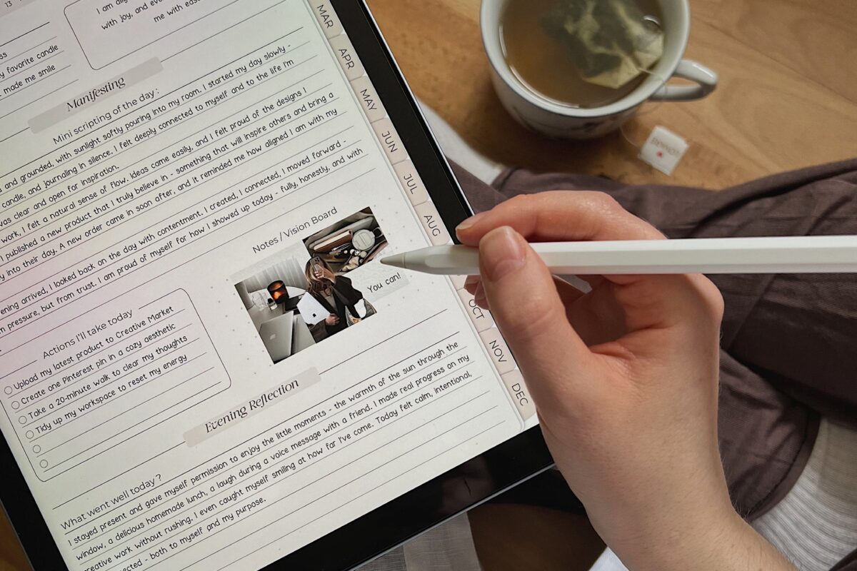 🤍 🎀 stay inspired all year long: Manifest Your Day | Digital Journal for iPad & Android