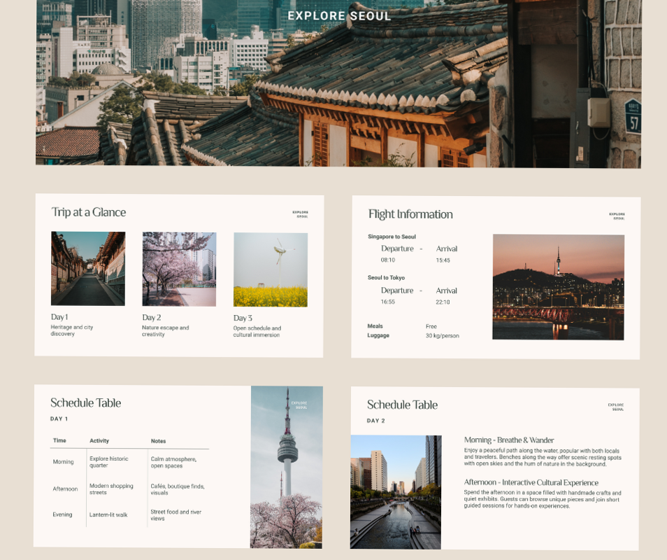 🌸 💍 stay inspired all year long: Travel Plan Presentation Canva Template