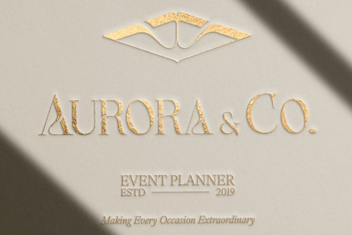 📝 📁 stay inspired all year long: Elegant Gold Embossed Logo for Wedding & Event Branding