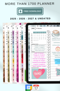 ✨ 🌿 stay inspired all year long: 2025–2027 Digital Planner | Boho Pink Rose & Rainbow Design for GoodNotes