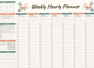 🎀 🤍 stay inspired all year long: Weekly Hourly Planner – Free Google Sheets & Excel Template