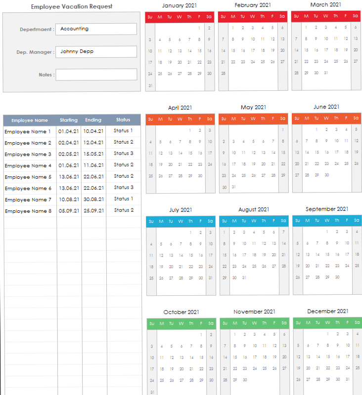💎 🎨 stay inspired all year long: 2021 Vacation Request Template for Employees