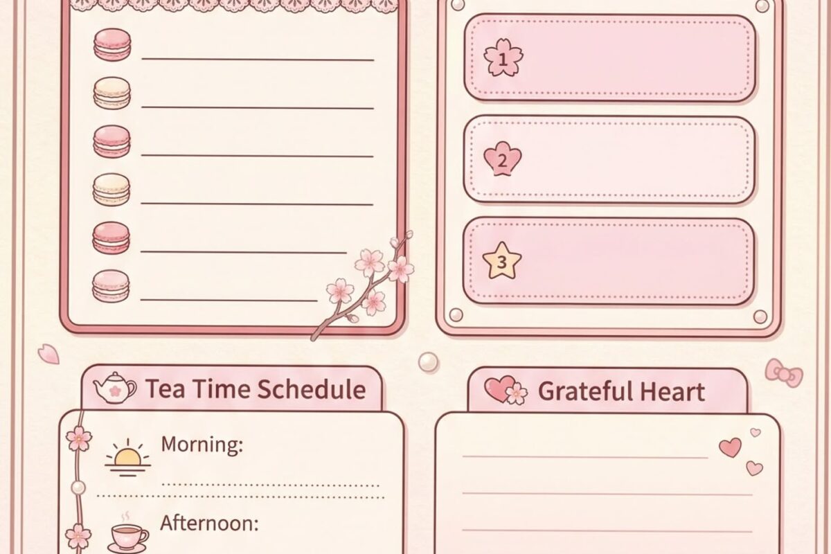 🍰 💍 stay inspired all year long: Cute Coquette Daily Planner | Soft Girl Wellness & Routine Log