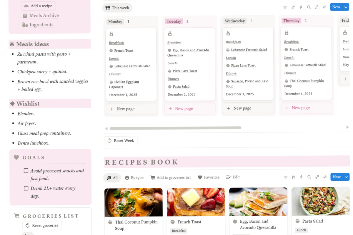 💌 💍 stay inspired all year long: Aesthetic Meal Planner Template | Healthy Eating Glow Up