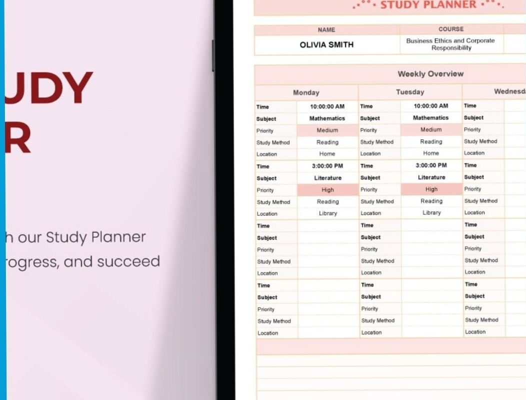 🪄 🪄 stay inspired all year long: Downloadable Study Planner Templates for Excel & Google Sheets