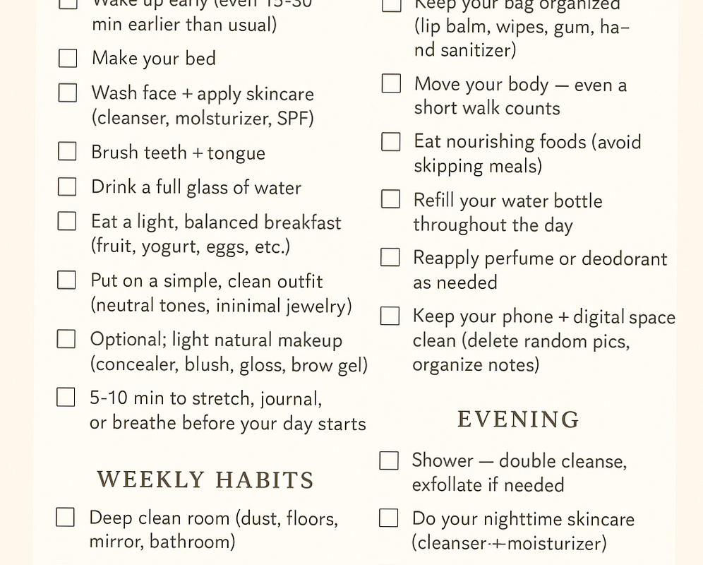 🎀 🌿 stay inspired all year long: Daily Clean Girl Routine | Digital Design Essentials