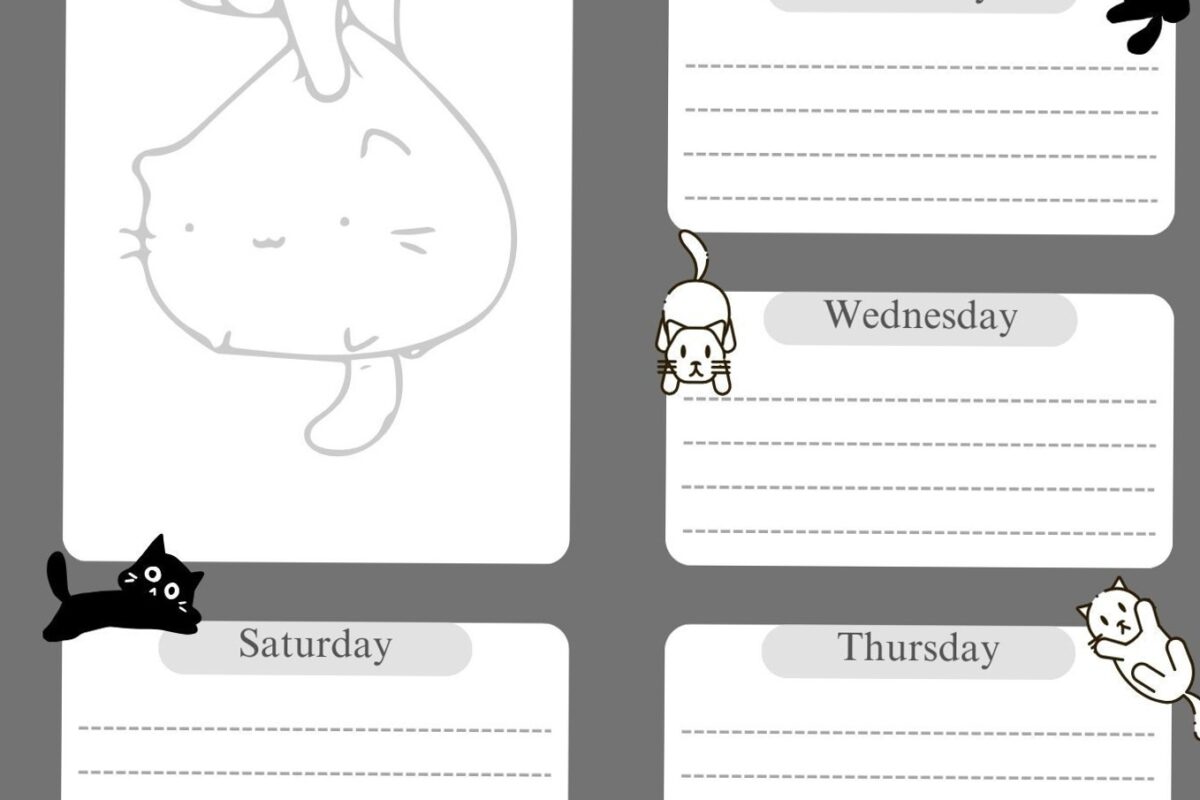 🌿 🌿 stay inspired all year long: Weekly Planner — Cat Theme — Digital Design Asset