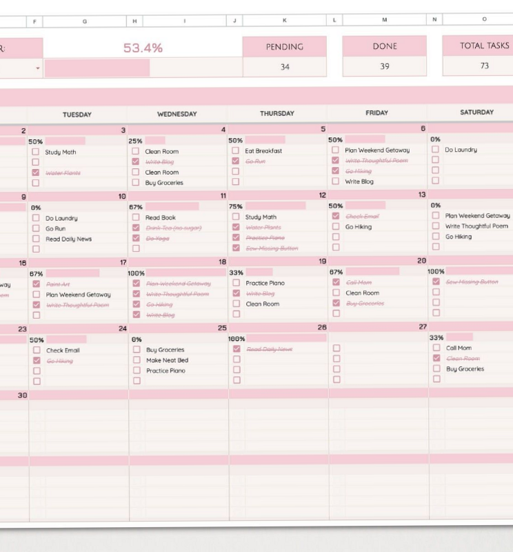🥂 🌸 stay inspired all year long: Monatlicher 2025-Kalender für Google Sheets – Effiziente Zeitplanung & Organisation