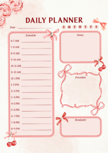 ✨ 🌿 stay inspired all year long: Elegant Red Daily Planner Printable | Aesthetic Schedule Template