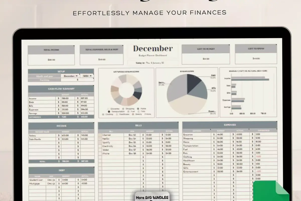 👰 👰 stay inspired all year long: Simple Monthly Budget Planner Template | Google Sheets | Digital Design