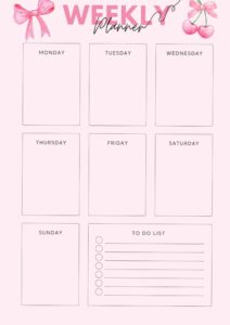 🌈 🎨 stay inspired all year long: Pink Weekly Planner Page | Creative Layout Design