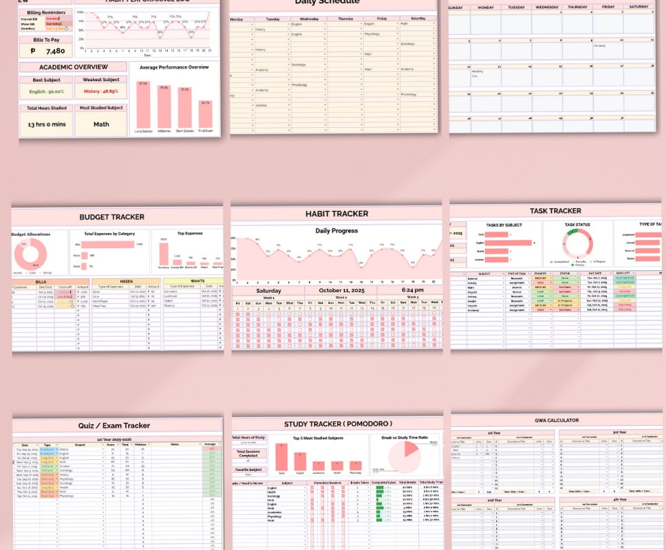 Students Academic Tracker 2025 | All-in-One Google Sheets System — 👰 💌 essential planning guide