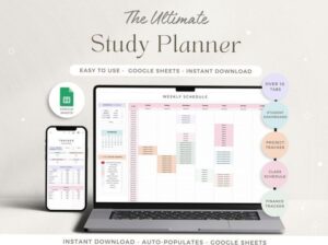 Study Planner Spreadsheet with Finance Tracker | Academic & School Homework Organizer — 📊 🖇️ essential planning guide