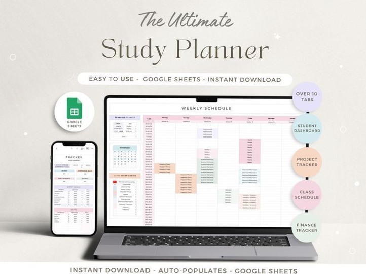 Study Planner Spreadsheet with Finance Tracker | Academic & School Homework Organizer — 📊 🖇️ essential planning guide