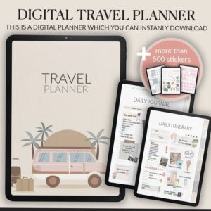 Stylish Digital Travel Planner for iPad + 500 Stickers — 📁 📁 romanticize your routine