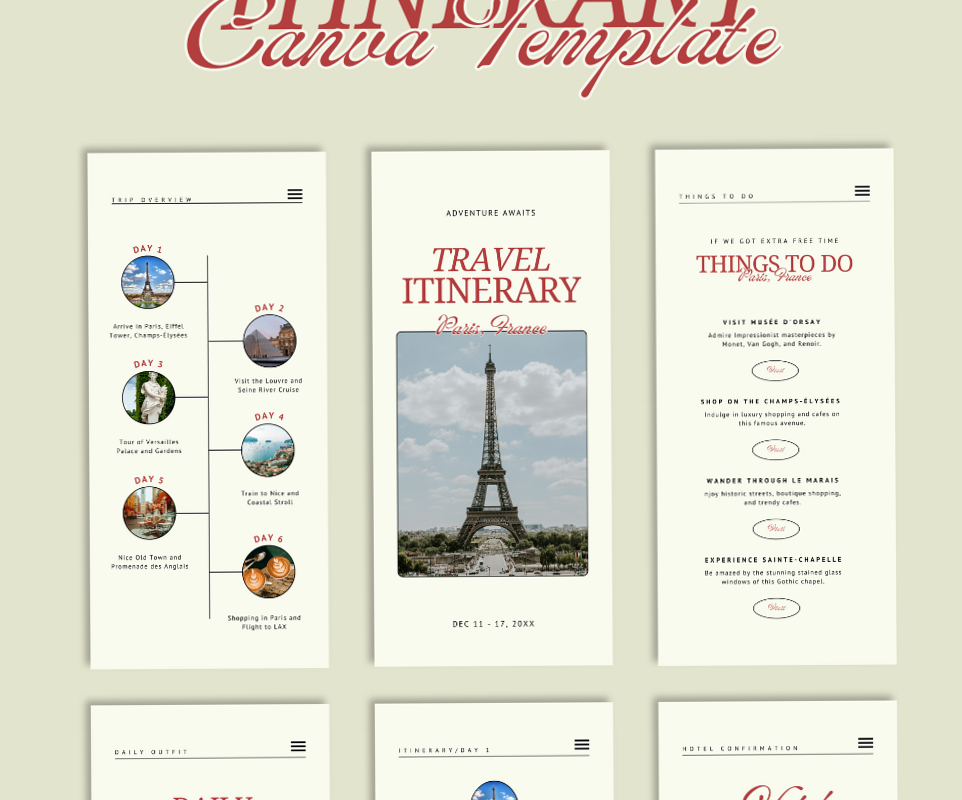 Stylish Travel Itinerary Template for Canva Designers — 💌 🥂 seamless organization hack