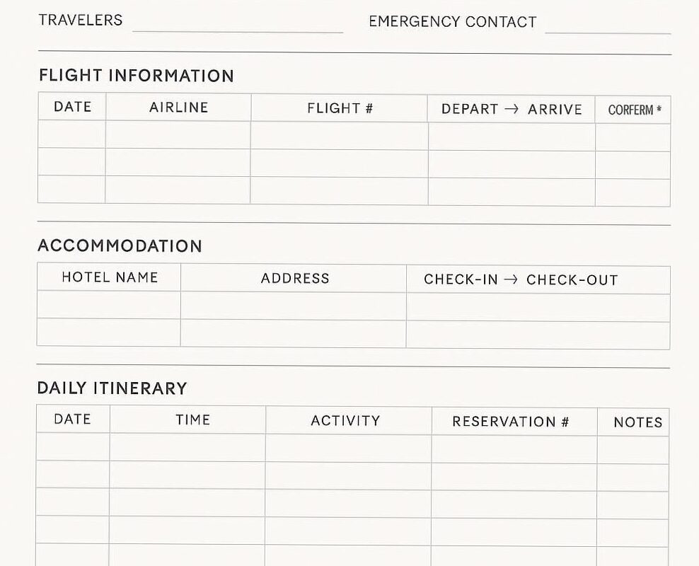 👰 🥂 Summer Vacation Digital Itinerary Planner Template | ultimate printable checklist