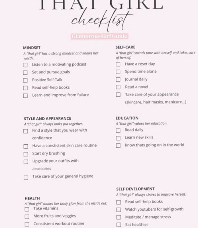 🥂 💌 THAT GIRL Checklist — Etsy UK Digital Design Planner Assets | no-stress tracker