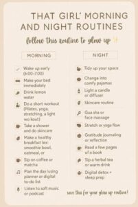 That Girl Glow Up Routine Checklist | Morning & Night — 🖇️ 📝 essential planning guide